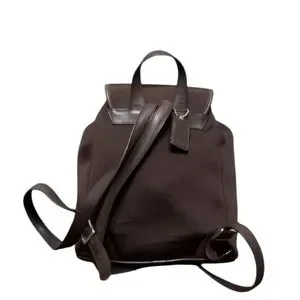 Coach Riya Vintage Neoprene & Leather Brown Backpack Vintage Coach Leather Backpack, British Tan Rucksack  main image 3